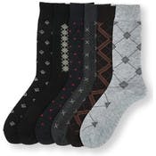 Men's Patterned Dress Socks - Size 10-13, 6 Pack