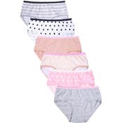 Girls' Cotton Bikini Panties - Medium, 6 Assorted Designs