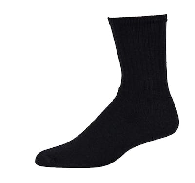 Crew Sports Socks - Black, Size 10-13, 4 Pack