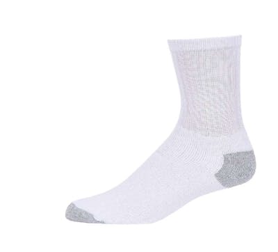 Crew Sports Socks - White/Gray, Size 10-13, 4 Pack