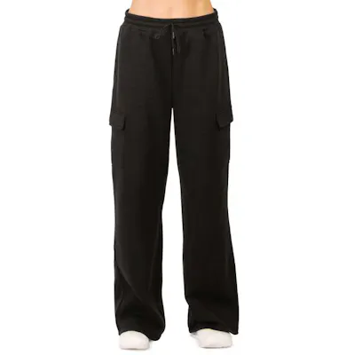 Ladies Fleece Cargo Pants - Small, Black