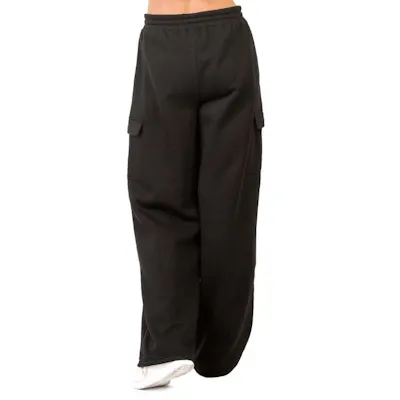 Ladies Fleece Cargo Pants - XL, Black