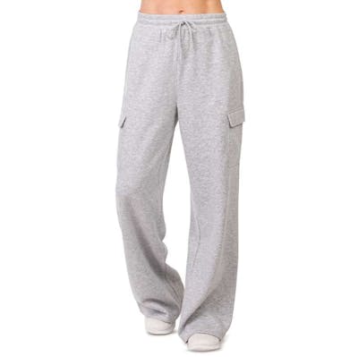 Ladies Fleece Cargo Pants - Large, Heather Gray