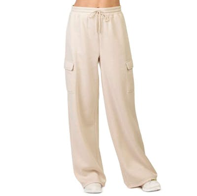 Ladies Fleece Cargo Pants, Medium, Oat