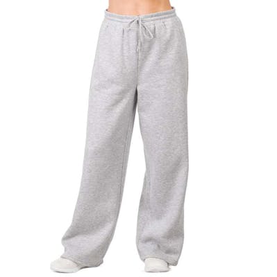 Ladies Fleece Wide-Leg Sweatpants - Medium, Heather Grey