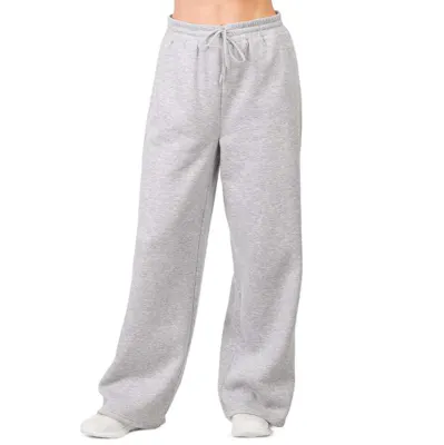 Ladies Fleece Wide-Leg Sweatpants, XL, Heather Gray