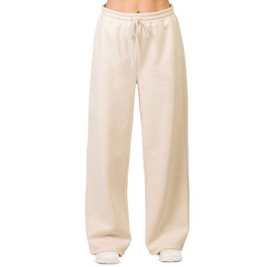Ladies Fleece Wide-Leg Sweatpants - Medium, Oat