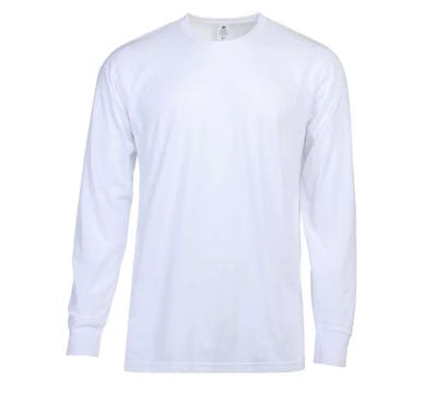 Men's Long Sleeve Crew Neck T-Shirts, White, 2XL