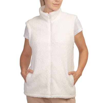 Women's Sherpa Vests, Ivory, Large