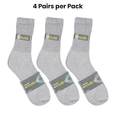 Crew Sports Socks - Gray, Size 10-13, 4 Pack