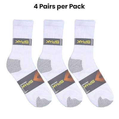 Crew Sports Socks - White/Gray, Size 10-13, 4 Pack