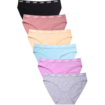 Bikini Panties with "Love" Logo, Assorted, Small-XL