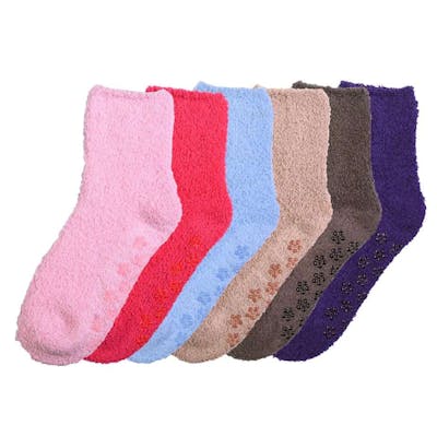 Women's Plush Non-Skid Socks - 6 Solid Colors, 3 Packs, Size 9-11