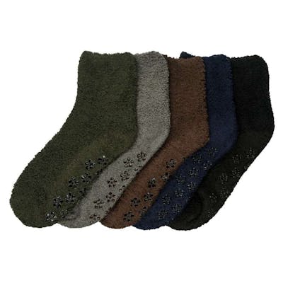 Women's Plush Non-Skid Socks - 5 Dark Colors, 3 Packs, Size 9-11