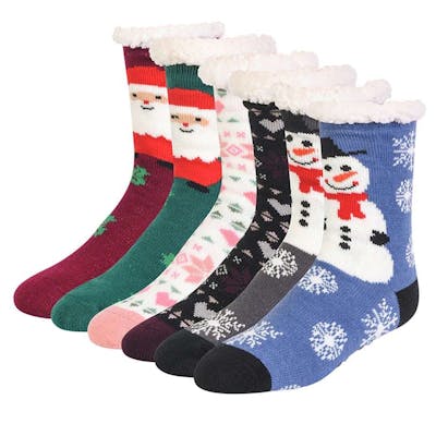 Women's Thermal Non-Skid Socks - Winter Designs 2, Size 6-8, Lined