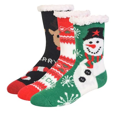 Women's Thermal Non-Skid Socks - Christmas, Size 9-11, Lined