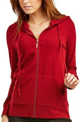 Women's Jersey Zip-Up Hoodie Jackets - XL, Red