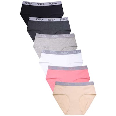 Women's Cotton Bikini Panties - Sizes 6-9, 6 Colors, Extended Sides