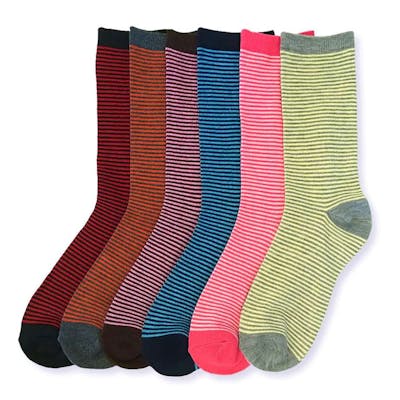 Women's Crew Socks - Fine Stripes, Size 9-11