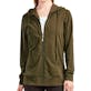 Women's Jersey Zip-Up Hoodie Jackets - Medium, Olive
