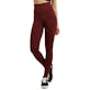 Women's High Waist Leggings - Burgundy, Extra-Wide Ribbed Band