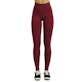 Women's High Waist Leggings - Dark Red, Extra-Wide Ribbed Band