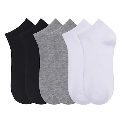 Adult No-Show Socks - Size 9-11, 3 Colors per Pack