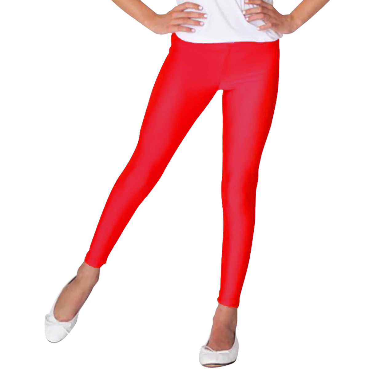 Girls' Polyester Leggings - Small-Large, Red