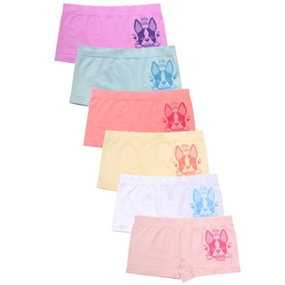 Girls' Seamless Boyshort Panties - Large, 6 Colors, "Little Cutie"