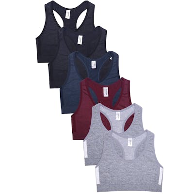 Girls' Seamless Racerback Sports Tops - Small, 4 Heathered Colors