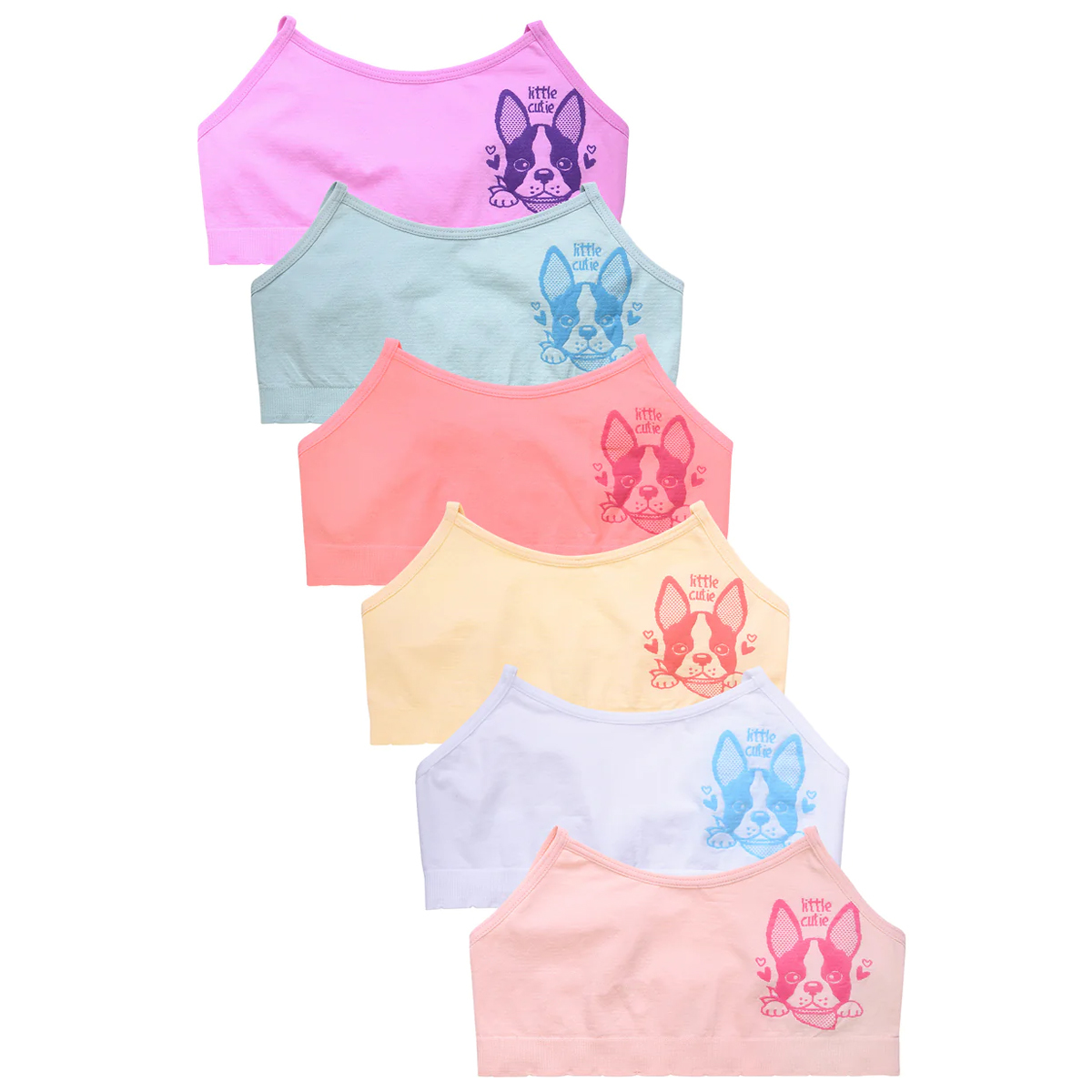 Girls' Seamless Training Bras - Large, 6 Colors with Dog Design