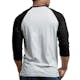 Men's 3/4 Sleeve Baseball T-Shirt - 2XL, Black/White (3 of 3)