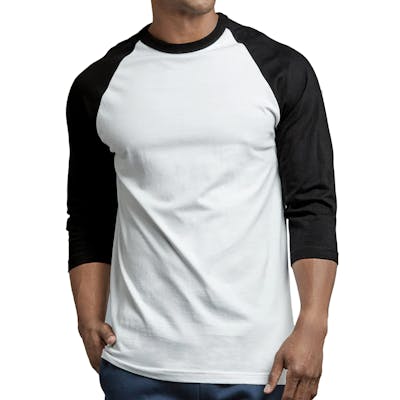 Men's 3/4 Sleeve Baseball T-Shirt - 2XL, Black/White