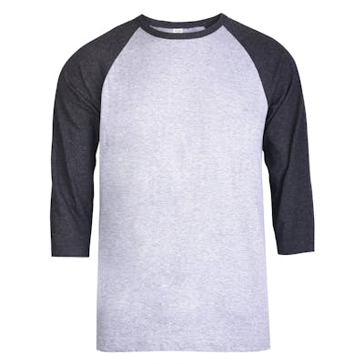 Men's 3/4 Sleeve Baseball T-Shirt - 2XL, Charcoal/Grey