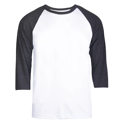 Men's 3/4 Sleeve Baseball T-Shirt - 2XL, Charcoal/White