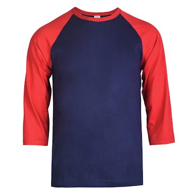 Men's 3/4 Sleeve Baseball T-Shirt - 2XL, Dark Red/Navy Grey