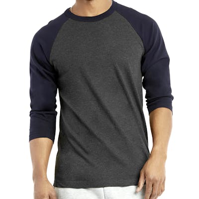 Men's 3/4 Sleeve Baseball T-Shirt - 2XL, Navy/Charcoal