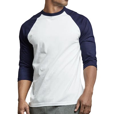 Men's 3/4 Sleeve Baseball T-Shirt - 2XL, Navy/White