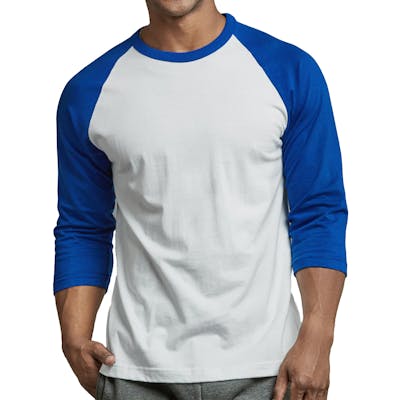 Men's 3/4 Sleeve Baseball T-Shirt - 2XL, Royal Blue/White