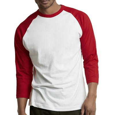 Men's 3/4 Sleeve Baseball T-Shirt - 2XL, Red/White