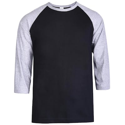 Men's 3/4 Sleeve Baseball T-Shirt - 3XL, Gray/Black