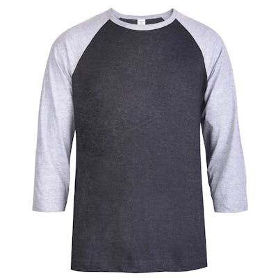 Men's 3/4 Sleeve Baseball T-Shirt - 3XL, Grey/Charcoal