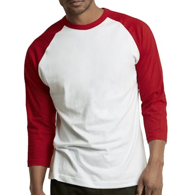 Men's 3/4 Sleeve Baseball T-Shirt - 3XL, Red/White