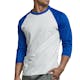 Men's 3/4 Sleeve Baseball T-Shirt - Large, Royal Blue/White (2 of 3)