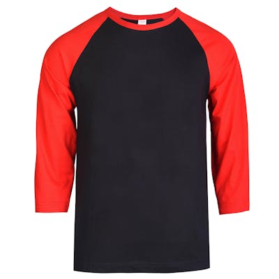 Men's 3/4 Sleeve Baseball T-Shirt - Large, Dark Red/Black