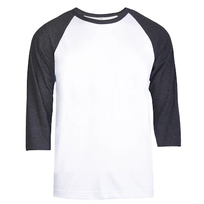 Men's 3/4 Sleeve Baseball T-Shirt - Small, Charcoal/White