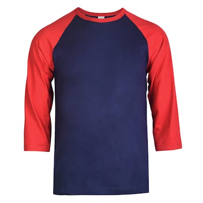 Men's 3/4 Sleeve Baseball T-Shirt - Small, Dark Red/Navy