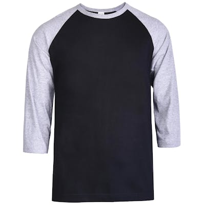 Men's 3/4 Sleeve Baseball T-Shirt - Small, Grey/Black