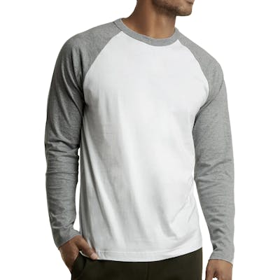 Men's 3/4 Sleeve Baseball T-Shirt - Small, Light Grey/White