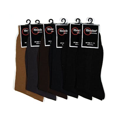 Men's Dress Poly Socks - Size 9-11, Assorted Colors, 6 Pack